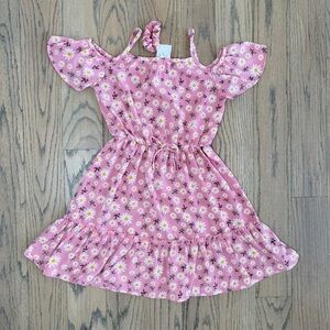 Jenna & Jessie Girls Pink Floral Off The Shoulder Kids Dress Size 10